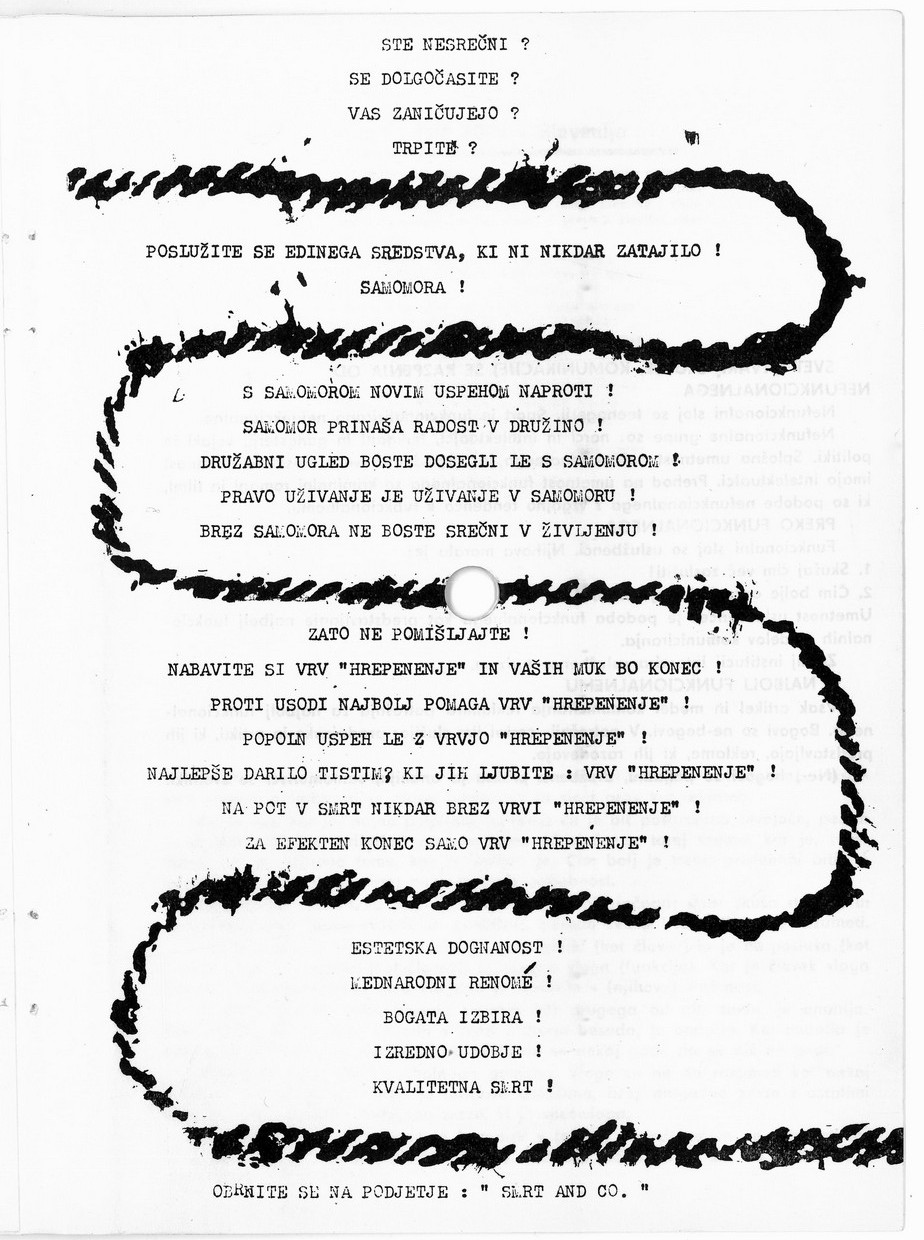 Slika 3: Aleš Kermauner, Ste
                            nesrečni? Kermauner Aleš: Aleš Kermauner. Ljubljana: Kulturna
                            komisija pri univerzitetnem odboru zveze študentov Jugoslavije,
                            1966.
                        AS 1931, t. e. 1417, Aleš Kermauner.